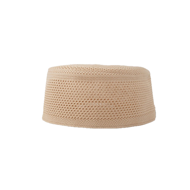 Cross-Border Muslim Ethnic Hat Prayer Hat Breathable White Black Solid Color Men's Flat Top Hat