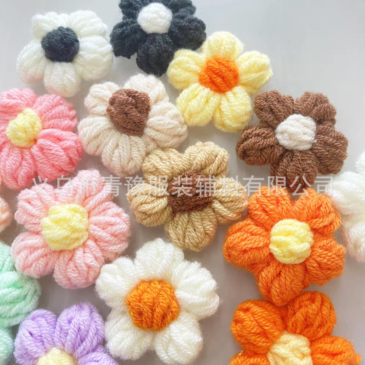 Spot Puff Flower DIY Hand-Knitted Wool Flower Knitted Small Flower Clothing Bag Socks Jewelry Accessories