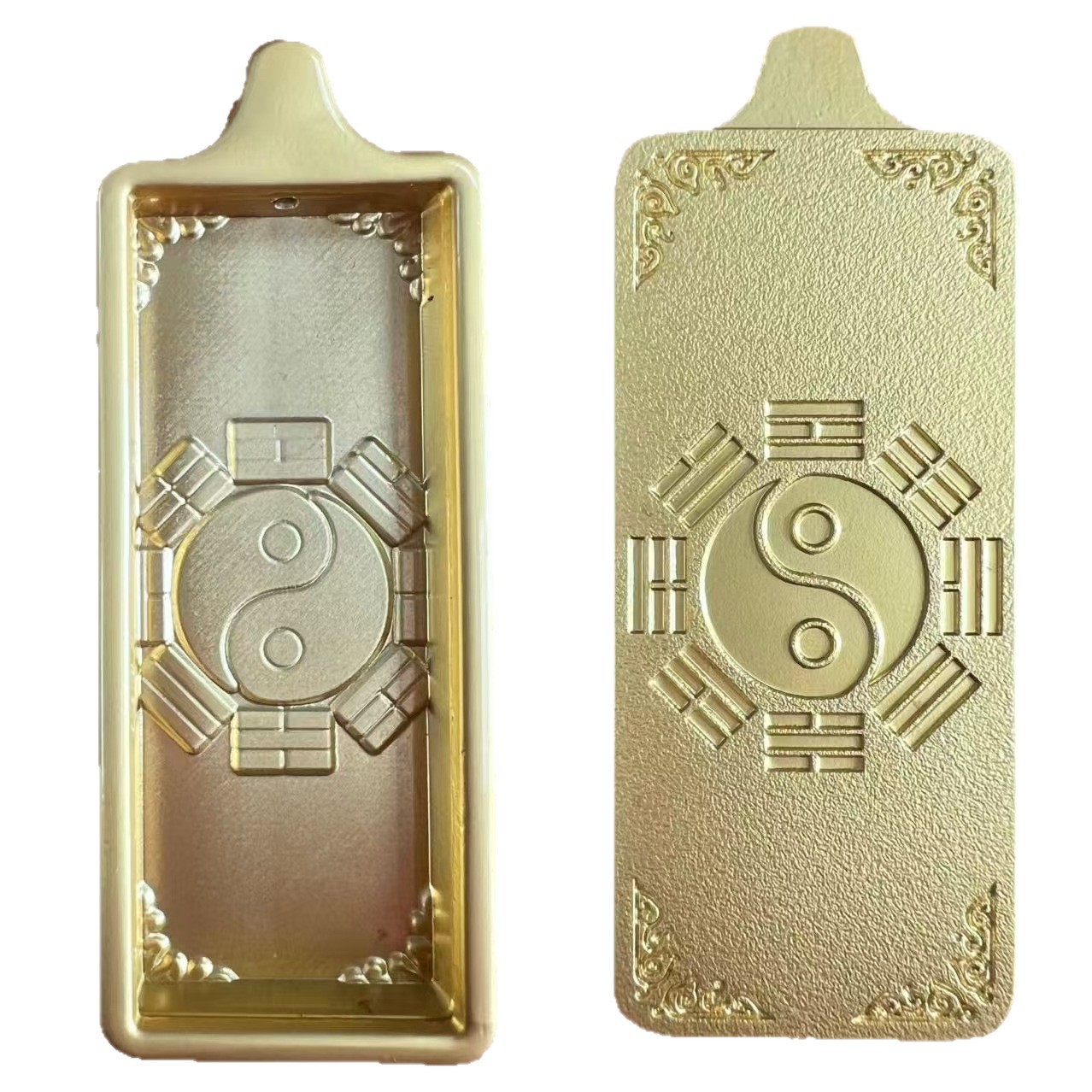 New Xizang Thangka Box Pendant Gawu Box Multi-Size Necklace Gold Alloy Empty Box 2*5 Small Strip cm
