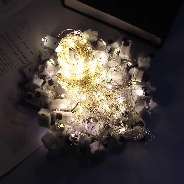 Led Small White Box String Lights Copper Wire Headband Decorative Lights Gift Box Flowers Christmas Lights Three-Level Dimming Super Bright Outdoor