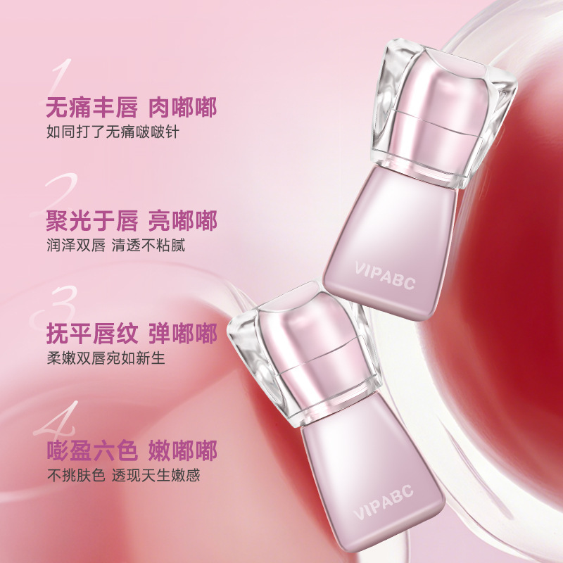 Vipabc Water-Glossy Mirror Pouty Lips, Moisturizing, Delicate, Clear and Whitening Water-Glossy Lip Glaze for Natural Students Without Makeup