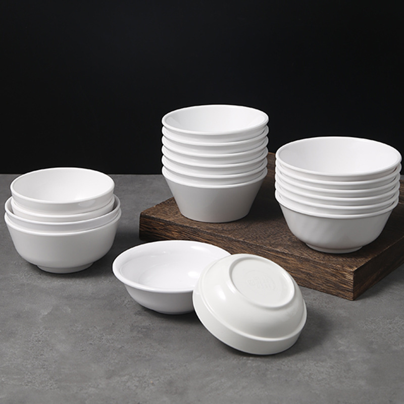 Belian melamine tableware factory direct imitation porcelain plastic plate noodle bowl Small bowl fast food plate printed logo