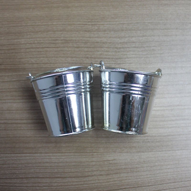 Play House Kitchenware Simulation Food and Play Mini Small Bucket Clay Sub-Bucket Electroplated Silver Plastic Bucket