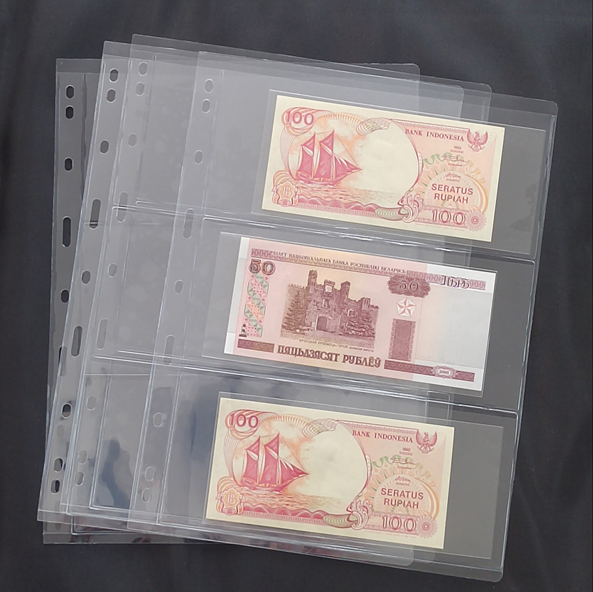 Single nine-hole universal standard currency book Inside loose-leaf transparent single-sided one-to seven-line collection page