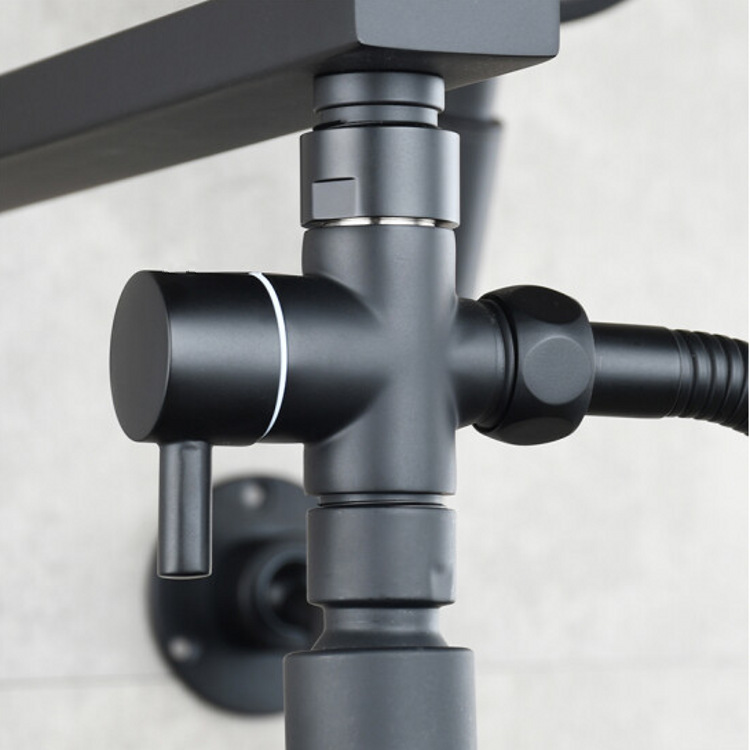 Wholesale three-way one-in two-out all-copper four-point quick-opening water separator shower valve shower faucet black changeover valve