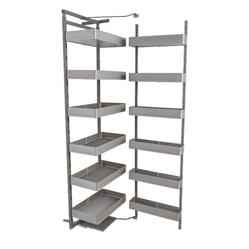 Kitchen Cabinet Large Monster Aluminum Pull-Out Basket Snack Cabinet High Cabinet Door-Opening Linkage Multi-Layer Storage Pull-Out Basket Large Capacity Negotiable