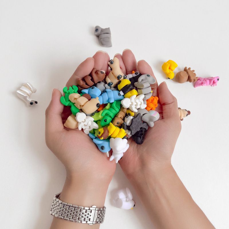 Simulated Cartoon 3D Printing Multi-Color Small Animal Kidsren's Toy Ornaments Cute Doll DIY Hand Model Decompression
