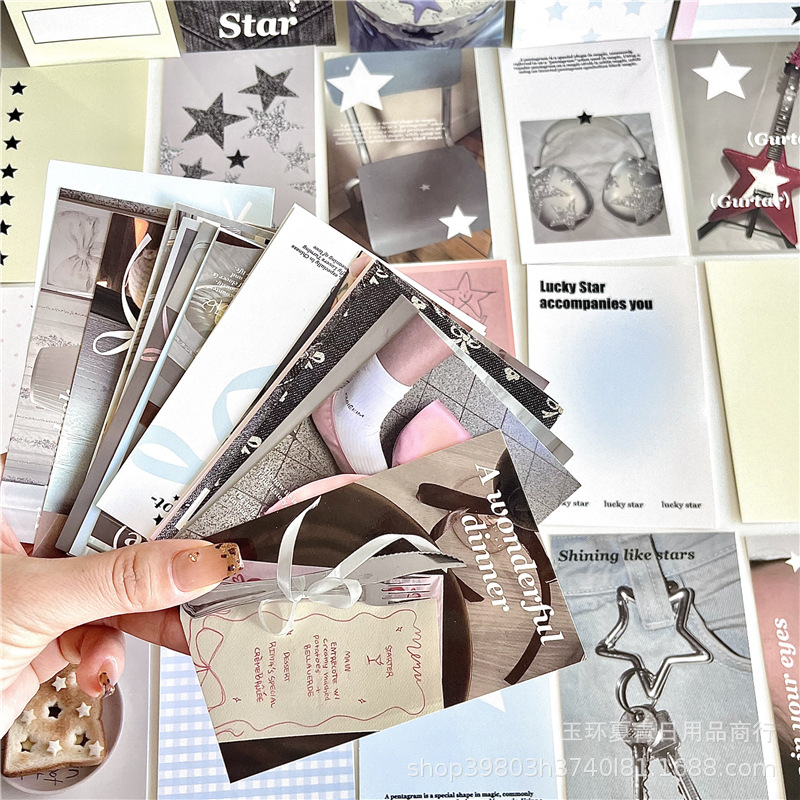 Original material paper star Denim ballet bow M5 hand account collage backing paper can be perforated to make inner pages