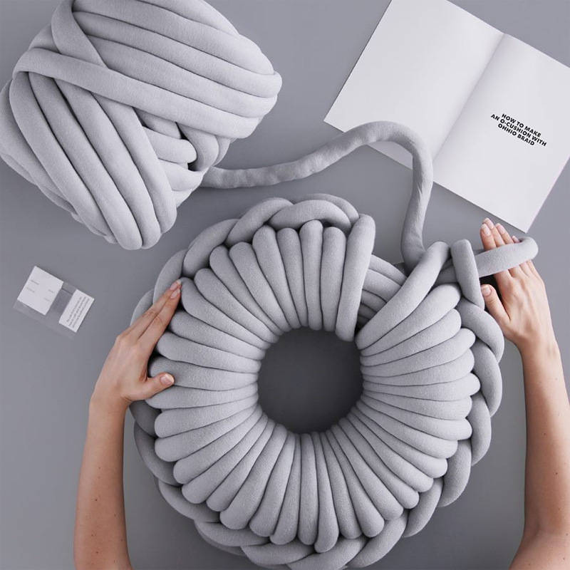 Cross-Border New Thick Icelandic DIY Bag Handmade Woven Pillow Cat Bed Super Thick Core-Spun Yarn Fabric Strip Factory