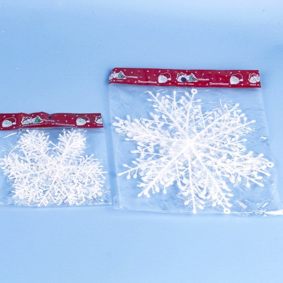 Foreign trade cross-border Christmas snowflake plastic snowflake brushed Christmas tree decorative pendant 3 pieces 11CM-28CM