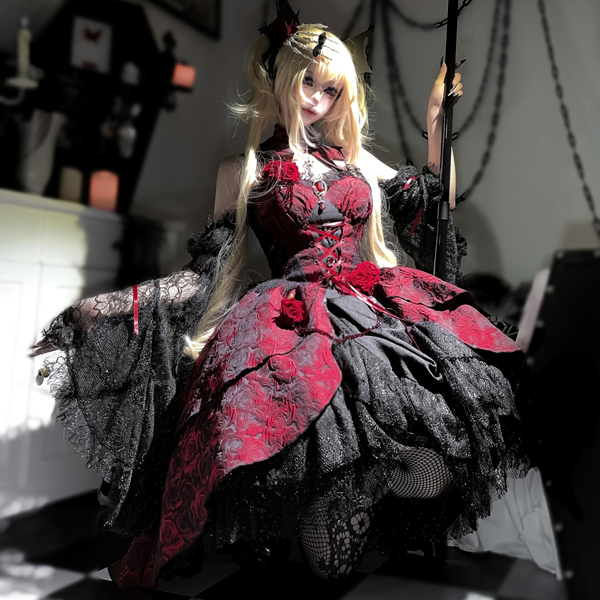 Bear Fun Sauce Original Rose Dish Lolita Women's Lolita Slip Skirt Daily Cute Sweet Skirt 7109