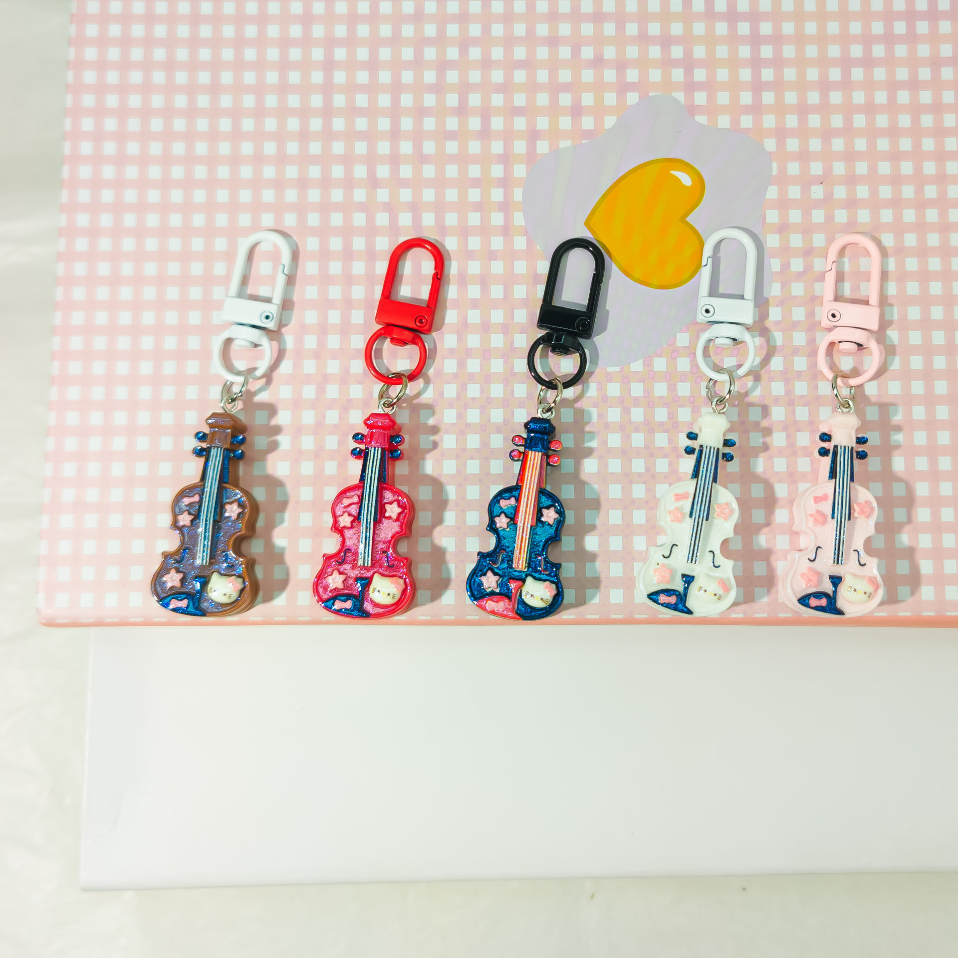 Color Buckle M74 New Fashion Trendy Cat Violin Keychain Girl Pendant Student Pendant Accessories Best Friend