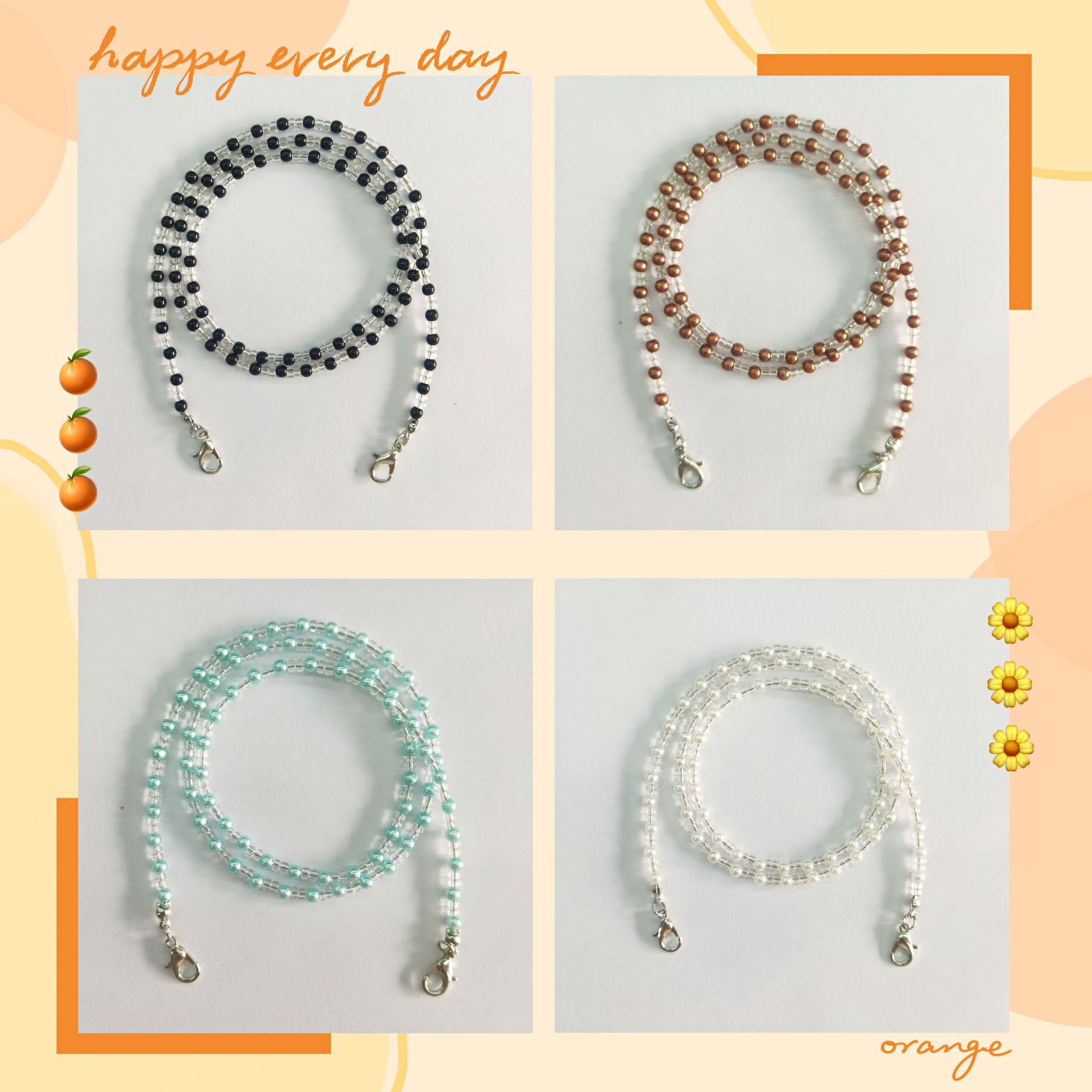 Factory spot European and American cross-border jewelry glasses chain black and white pearl glasses chain hanging chain mask chain