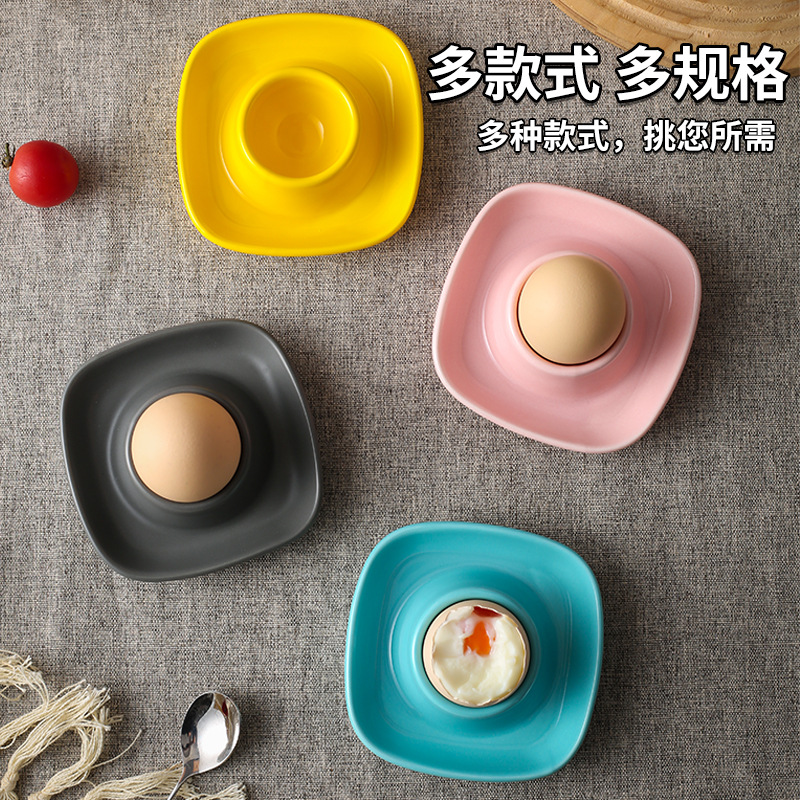 Amazon square ceramic egg tray Western restaurant egg-shaped egg tray creative egg dish simple buffet dessert