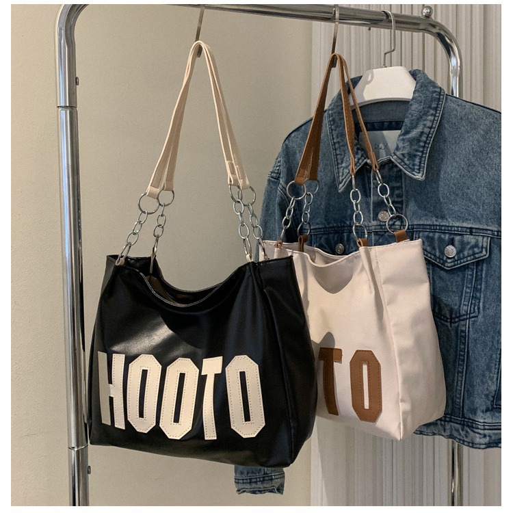 Foreign trade large capacity tote bag Korean style new simple letter chain shoulder bag retro commuter women's shopping bag