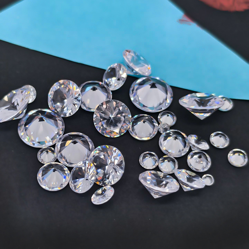 white transparent round artificial gemstone pointed zircon bare stone high quality cubic zirconia crystal rhinestone diy