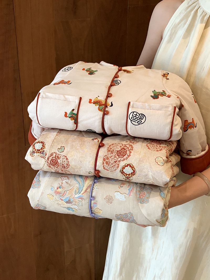 Boys and Girls Quilted Thickeneded Winter Red Cotton Coat Suit Reversible New Year's Greetings Chinese Style Kidsren's Winter Cotton Jacket