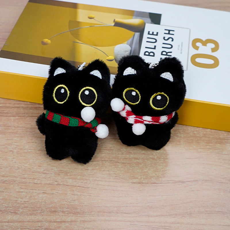 New Black Cat Plush Doll Pendant Cat Toy Ornament Couple Gift Squeaky Doll Wholesale