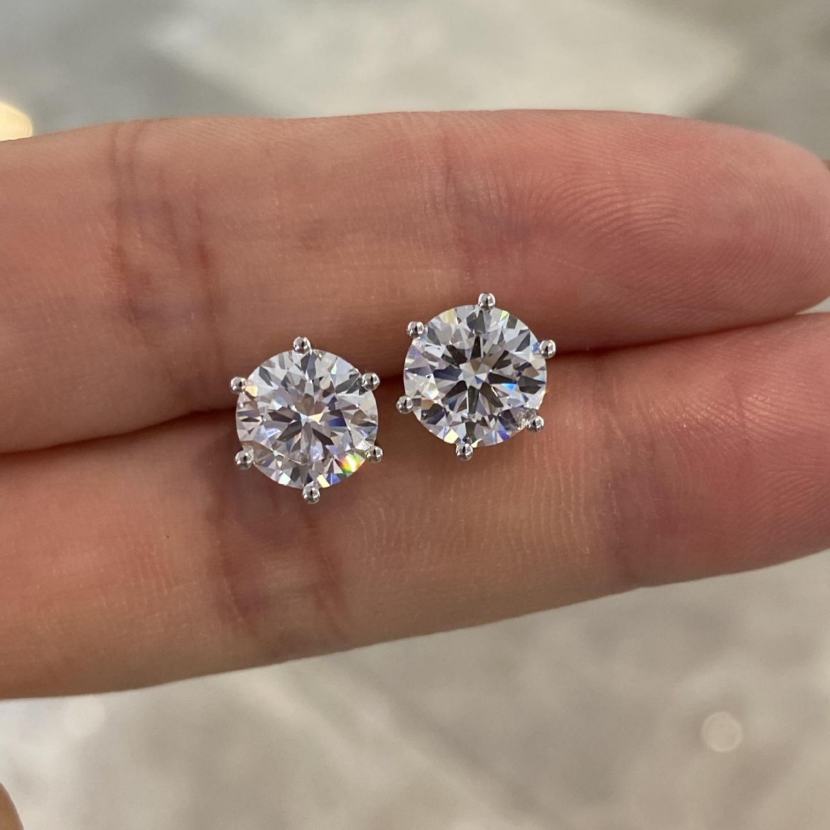 Pt950 Platinum Cultivated Diamond Six-Claw Earrings Igi Synthetic Diamond Earrings Set 18K Gold 14K Gold 9K Gold