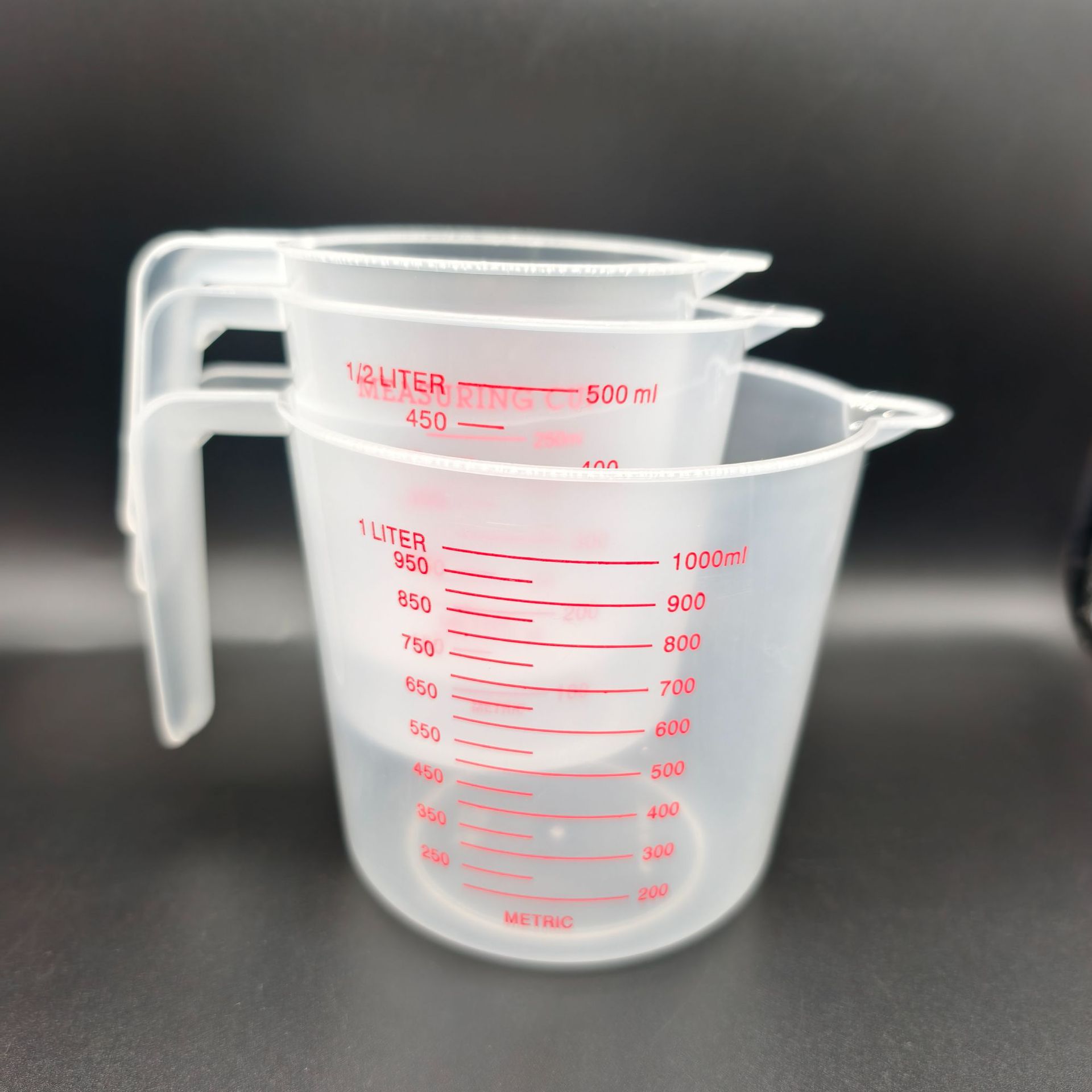 Foreign Trade Pp Three-Piece Measuring Cup Set 250ml Baking Measuring Cup 500ml Graduated Cup 1000ml Measuring Cup