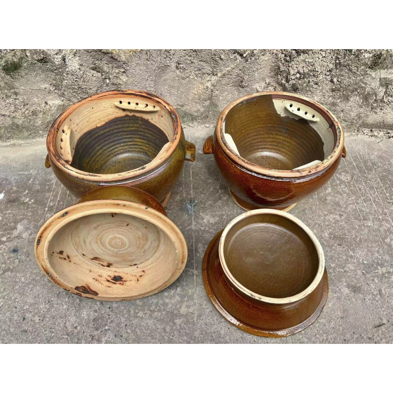 Stoneware Wood-Fired Steaming Chicken Pot Health Soup Pot Water-Separating Steaming Stew Pot Sweat Steaming Bowl Steaming Pot