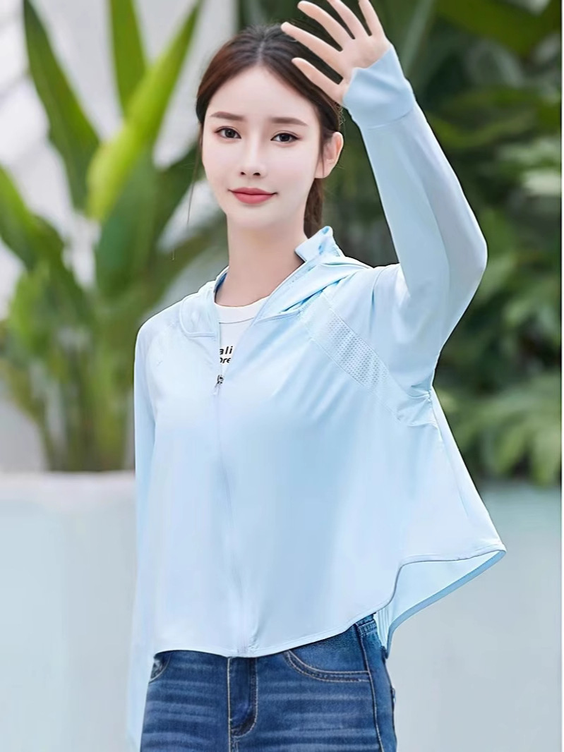 2025 New Vinyl Sun Protection Clothing Women's Summer Ice Silk Breathable Anti-Uv Shawl Outdoor Cape Style Sun Protection Clothing