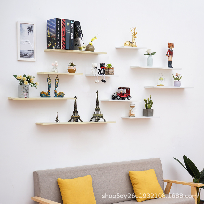Wall Shelf One-word Partition Perforated Wall Hanging Decoration Dormitory Wall Hanging Bookshelf Storage Bedroom Wood Board