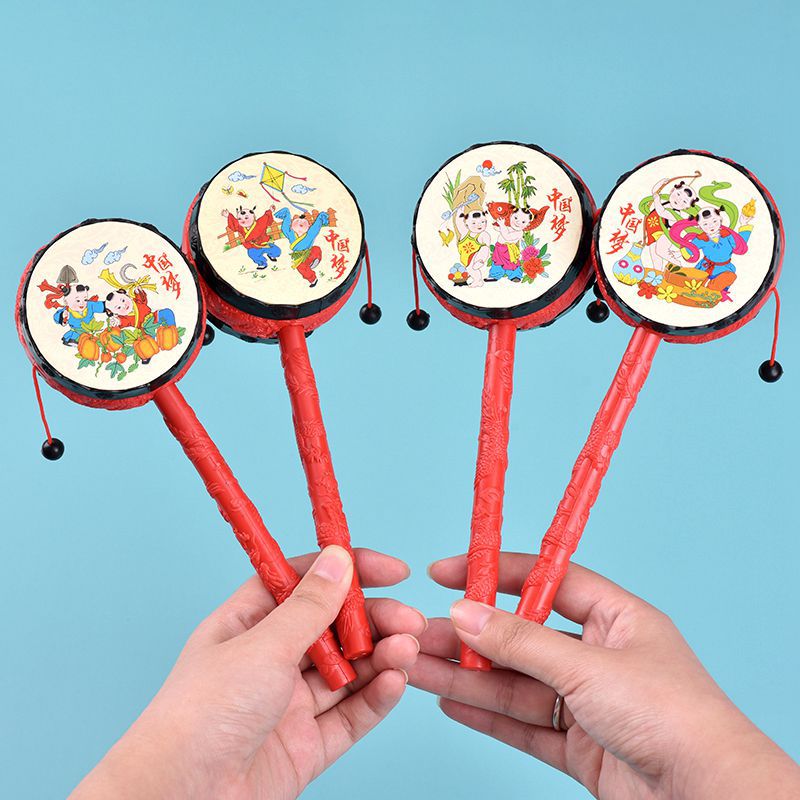 Auspicious Rattle Infant Hand Drum Traditional Classic New Year Painting Nostalgic Retro Kindergarten Small Gift