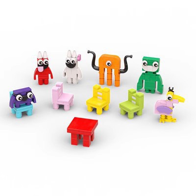 MOC building blocks compatible with Lego class park garden green monster Rainbow friends doll kindergarten children