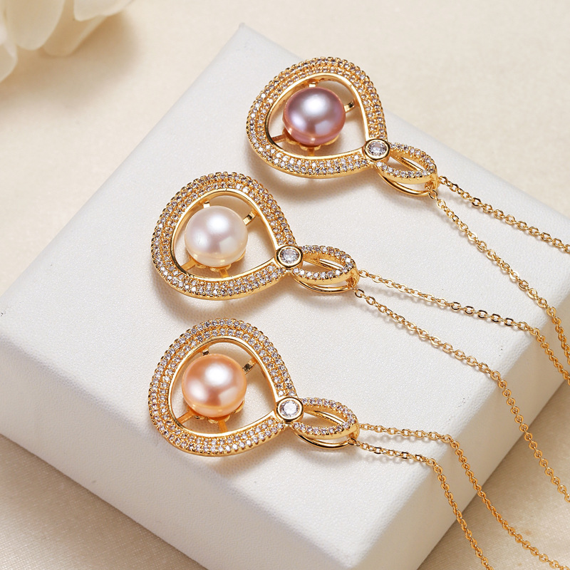 Jewelry Wholesale Ethnic Stall Supply Jewelry Internet Celebrity Jewelry Golden Zhuji Freshwater Pearl Pendant Necklace