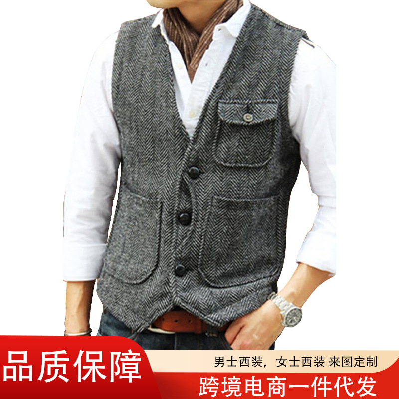 Лучший Продаваемый Новый Мужской Кэжуал Модный Жилет Американский Ретро Грубый Цветочный Жилет Производитель Готовый Запас