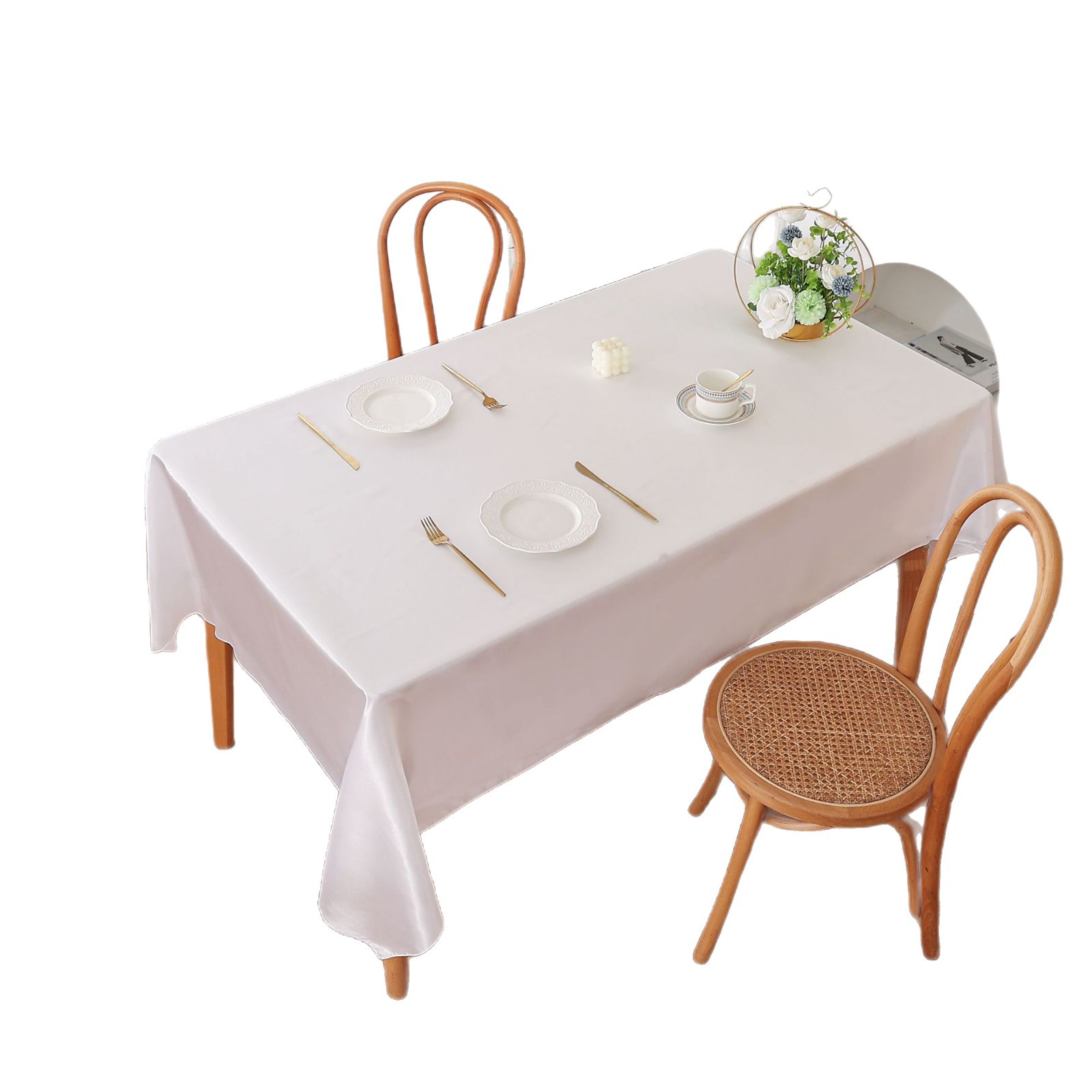 In-Stock Satin Tablecloth for Weddings, Light Luxury Ins-Style High-End Vintage Tablecloth, Universal Luxury Waterproof