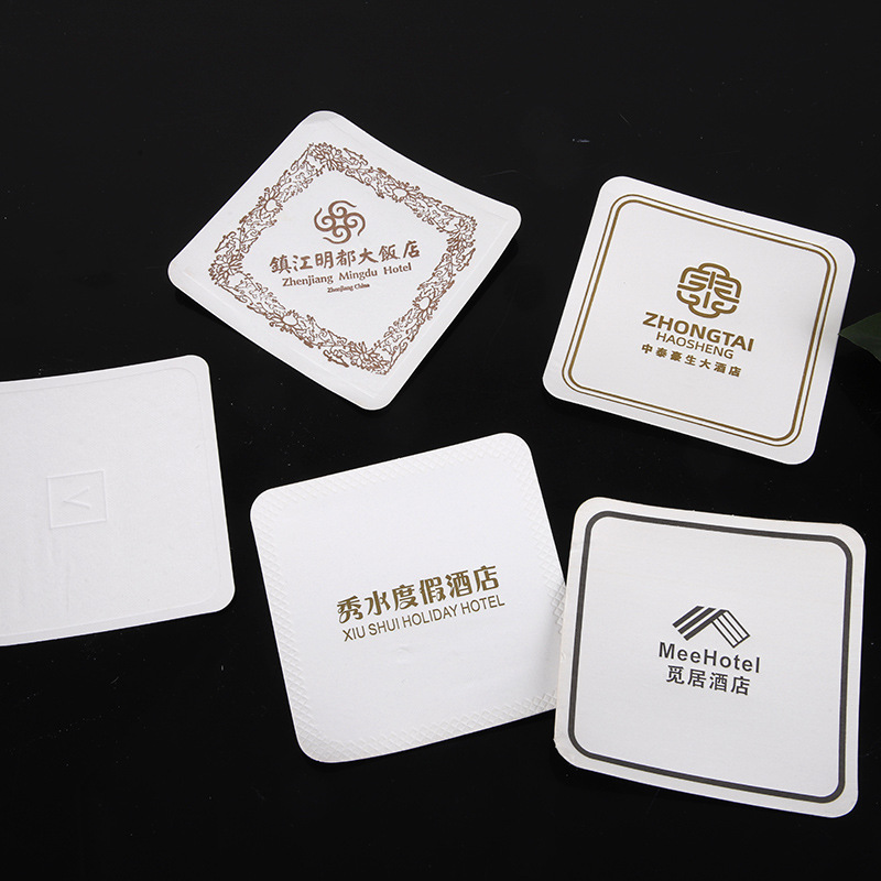 Factory wholesale disposable coasters hotel room paper coasters Bar coffee shop absorbent coasters logo custom
