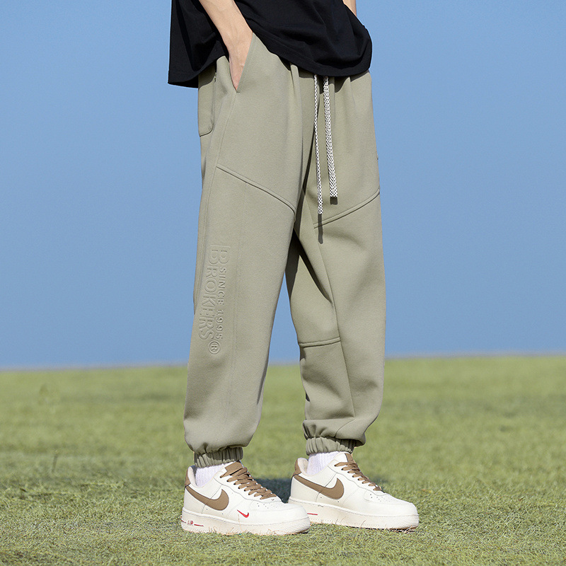 American casual pants men's loose ankle-tied plus size sports trousers 2024 new spring fashion brand sweatpants men