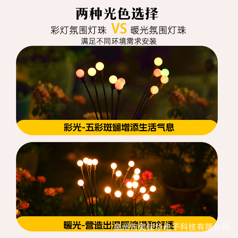 Solar Wind Firefly Lawn Light Outdoor Courtyard Lawn Light Outdoor Waterproof Ambient Light Garden Camping Light