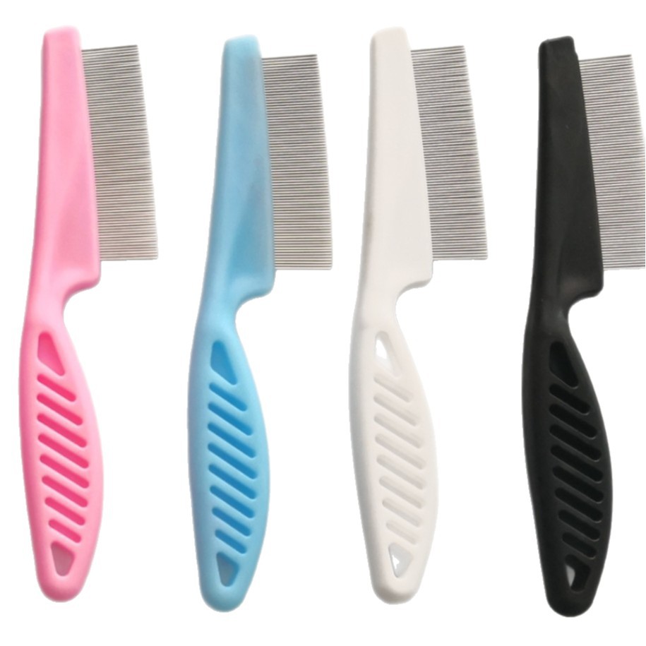 Dog cat flea comb steel needle comb pet comb encryption flea lice white handle pet supplies manufacturers
