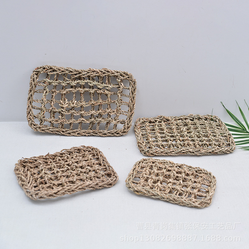 Rectangular Seagrass Woven Mat, Simple Pet Crawling Mat, Multi-Specification Straw Mat, Rabbit, Chinchilla Chewing Toy