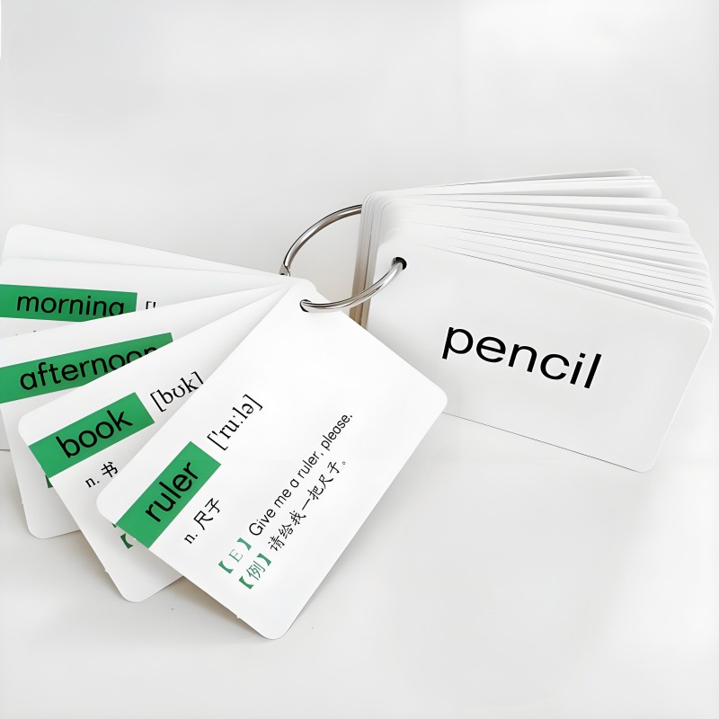 Children's English Word Card Learning Book Customized Letter Phonetic Symbol Early Education Flash Card Student Vocabulary Example Sentence Blank Card