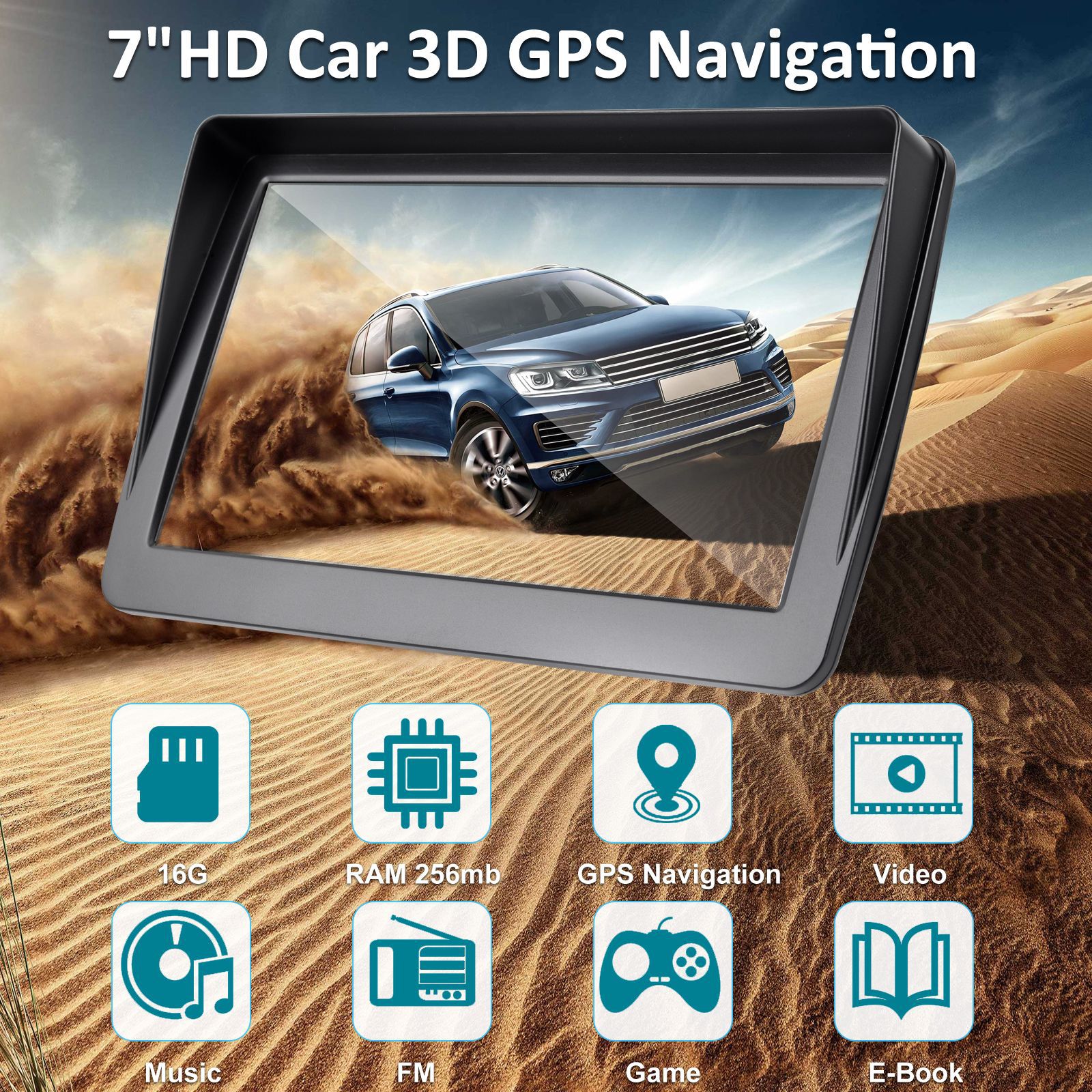 7inch Gps Navigator New Type-C Socket with Sunshade Mold Hd Display Car Supplies