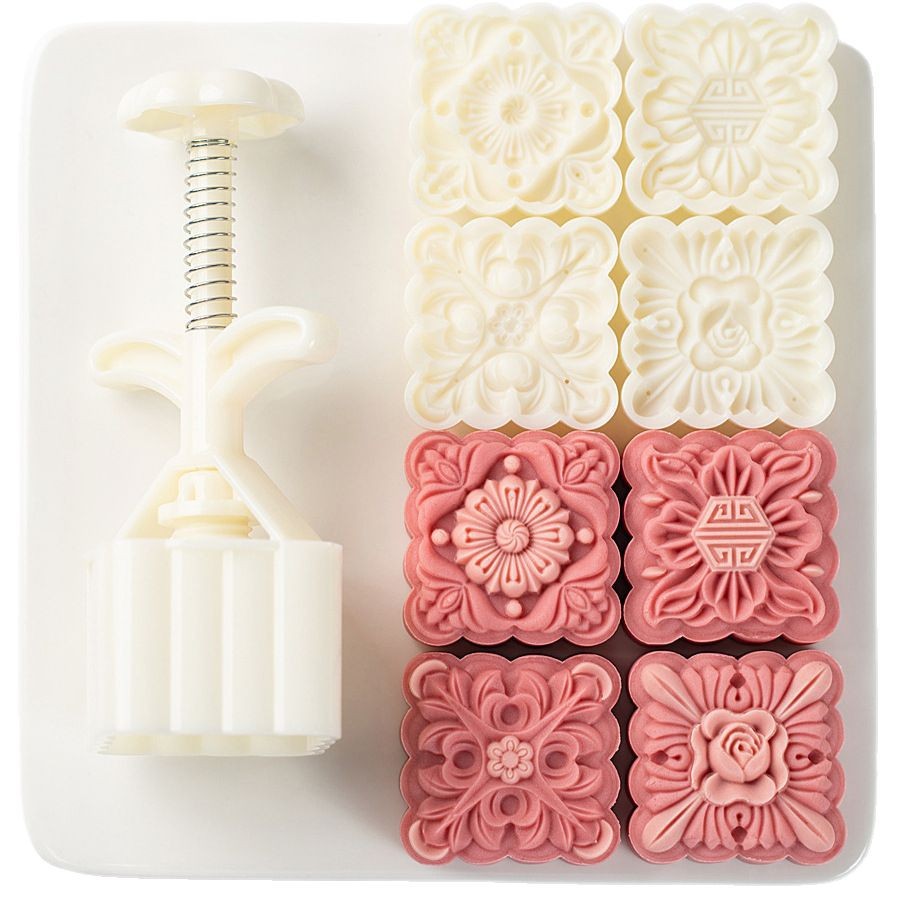 [Classical Square] Moon Cake Mold 75g Flower Texture Four PieceMooncakemould