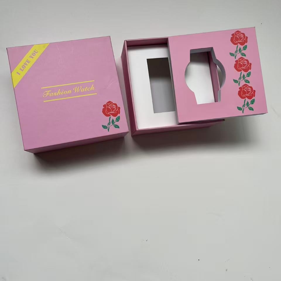 New Exquisite Pink Watch Box Paper Watch Box Ladies Watch Packaging Box Holiday Gift Manufacturer Direct Sale