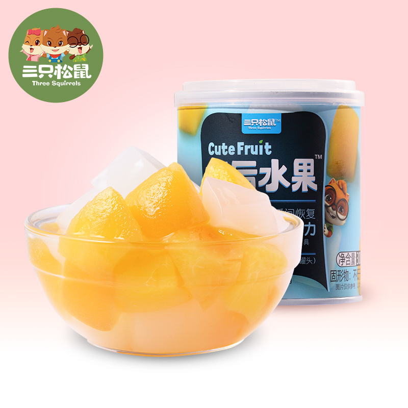 [Three Squirrels Afternoon Fruit Double Color Canned 300g/Can] Fresh Fruit Yellow Peach Dessert