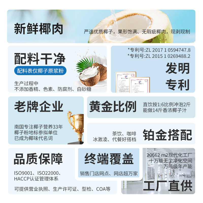 Hainan Specialty Southern Pure Coconut Powder 400g Coconut Juice Sugar-Free Coconut Milk Powder for Brewing, Baking, Coconut Milk Breakfast Wholesale