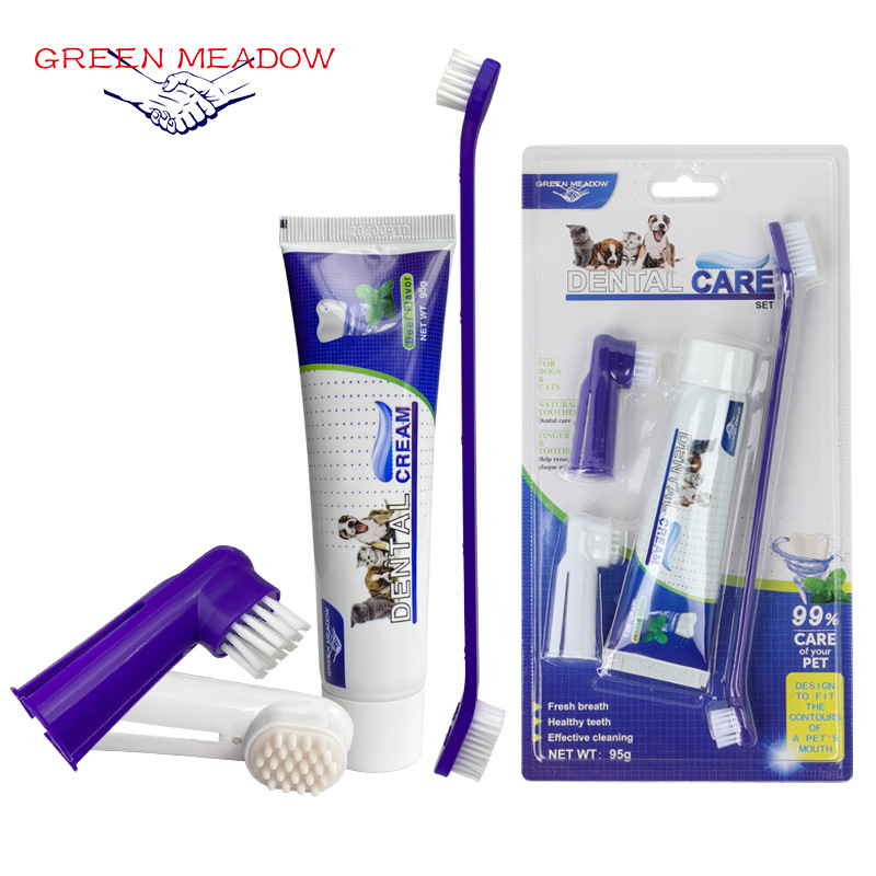 Pet Toothpaste Toothbrush Dog Cat Teeth Cleaning Dog Cat Finger kitten Puppy Disposable Toothbrush Toothpaste suit