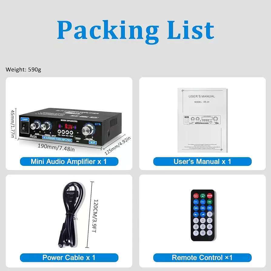 Ak-35 Digital Small Power Amplifier Bluetooth USB Card Reader Radio Home Car Dual-Use Manufacturer Wholesale