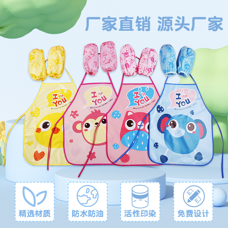 Одноразовый детский фартук на заказ, детский арт-куртка с мультяшным рисунком для кухни и домашних дел для мальчиков и девочек