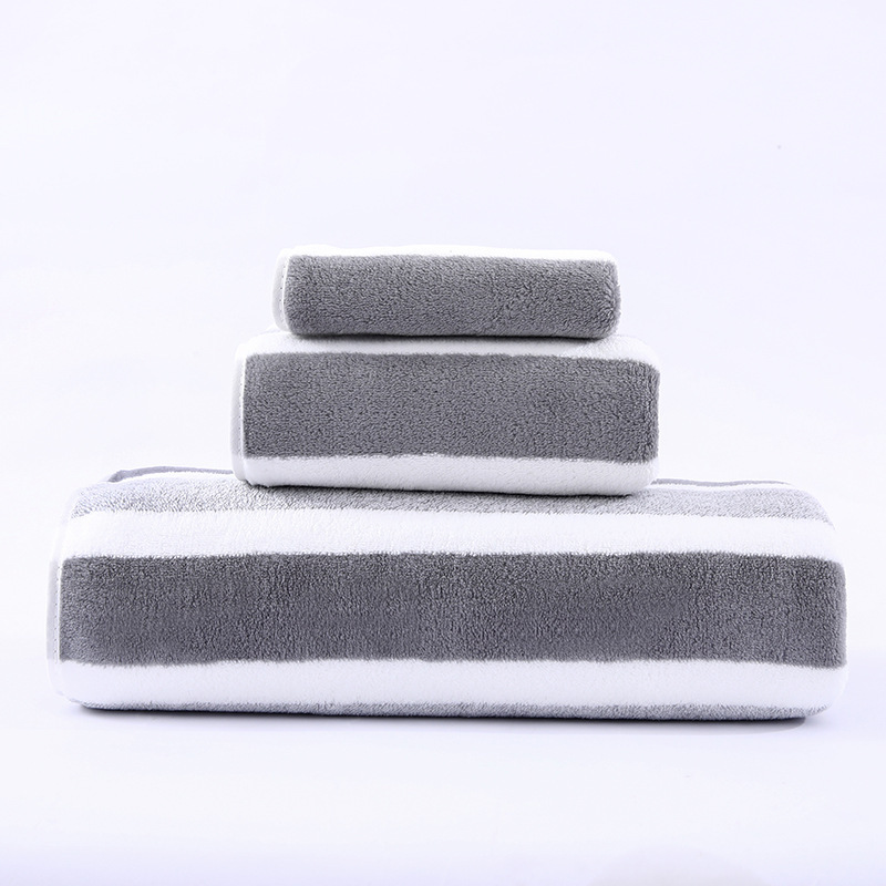 High Density Set Towel Coral Fleece Wide Bath Towel Printed Absorbent Towel Thickened Large Bath Towel Foreign Trade Towel temu