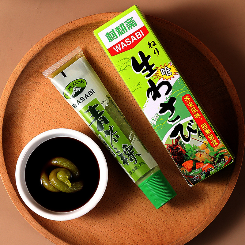 Горчичный соус горчичная кремовая зеленая горчица острая японская кухня горчица суши морепродукты сашими лосось 43г хрен соевый соус