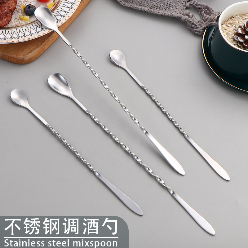 Ложка для смешивания коктейлей с длинной ручкой из нержавеющей стали 304, ледозахват, ложка для кофе, молока и чая