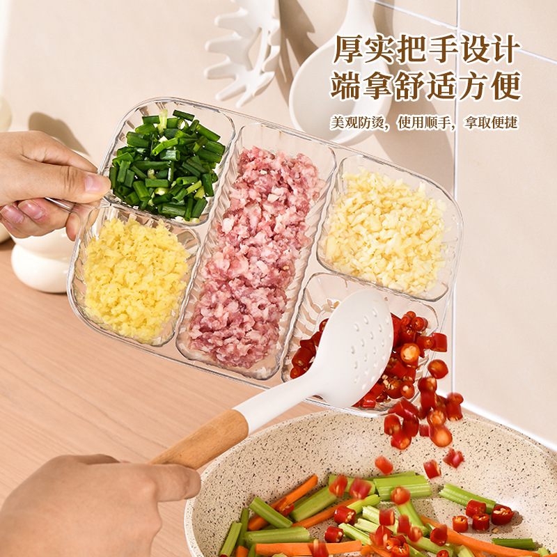 Dish Preparation Plate Hot Pot Flavor Dish Dipping Ingredients with Scallion, Ginger and Garlic Kitchen Dish Plate Fruit Snack Storage Plate Multi-function